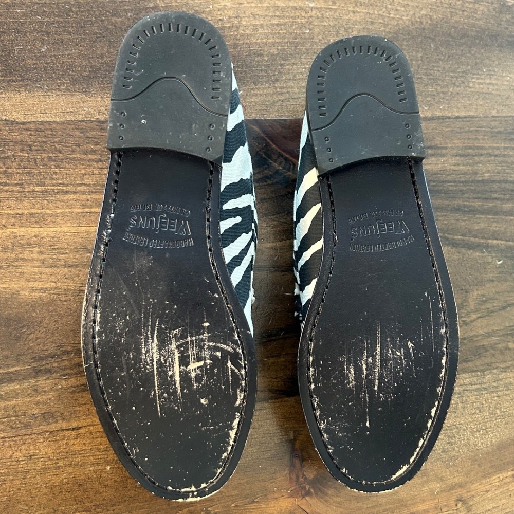 G.H. Bass Weejuns Tassel Loafers 7 Black White Zebra Animal Print Safari Preppy - Picture 8 of 10
